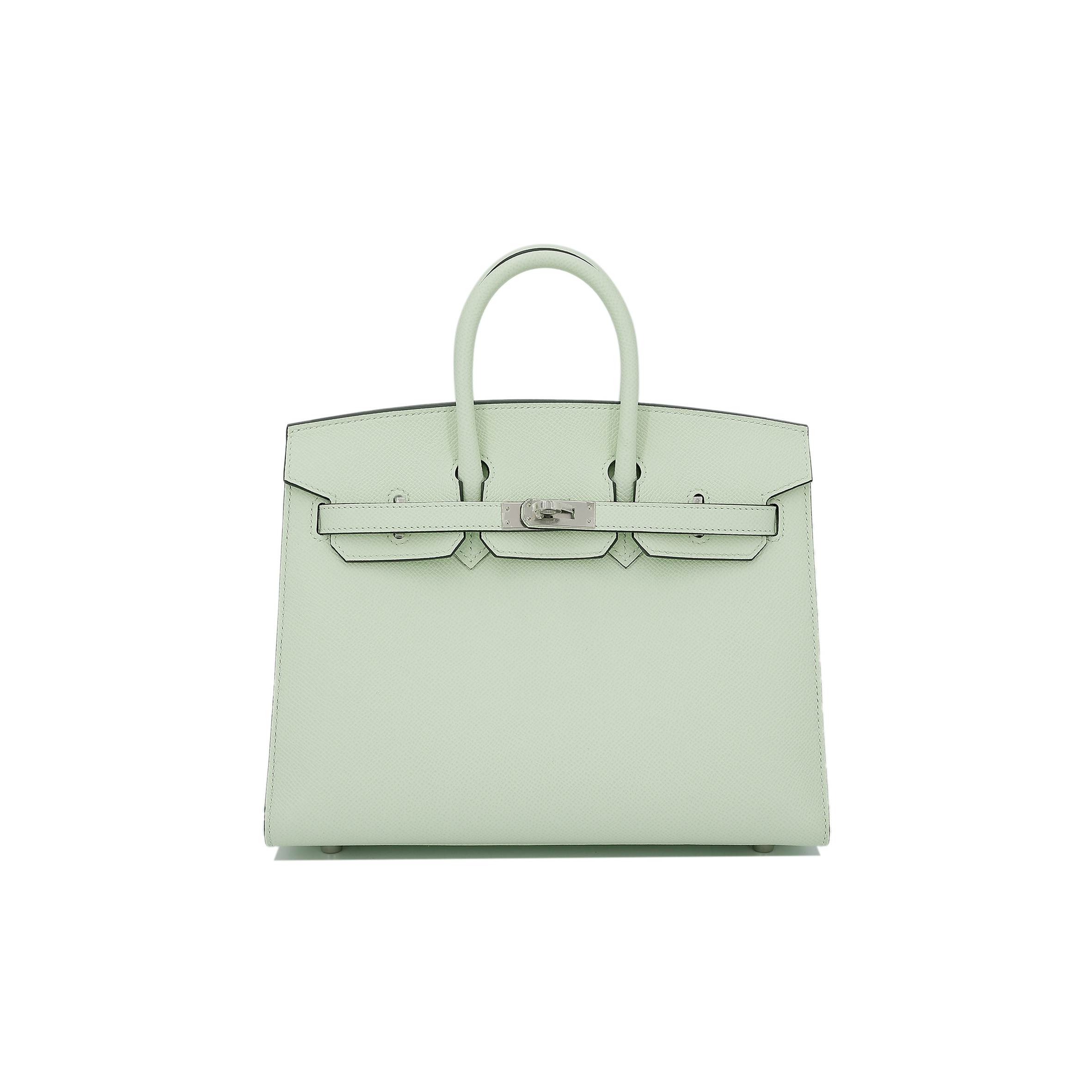 HERMES MASTER BIRKIN 25 EPSOM LEATHER BUBBLE GREEN SILVER BUCKLE HANDBAG 2933218830672 (25*20*13cm)